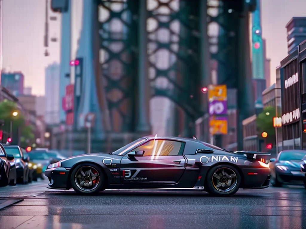 high-quality, 4K, realistic, detailed city scene, vibrant colors, dynamic lighting, bustling streets, towering skyscrapers, bustling traffic, detailed car models, textured buildings, photorealistic backgrounds, cinematic atmosphere, immersive experience, action-packed, urban chaos, dramatic lighting effects, neon lights, futuristic elements, adrenaline-fueled, intense car chases, dangerous missions, explosive action, epic skyline, realistic reflections, cinematic camera angles, gritty urban setting, immersive gameplay, lively pedestrians, detailed character models, realistic physics, immersive sound design