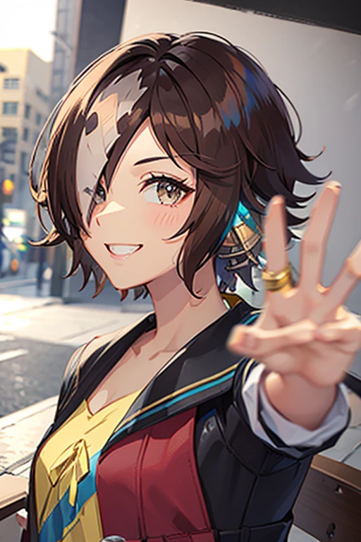 master piece, cute girl, good smile, wink