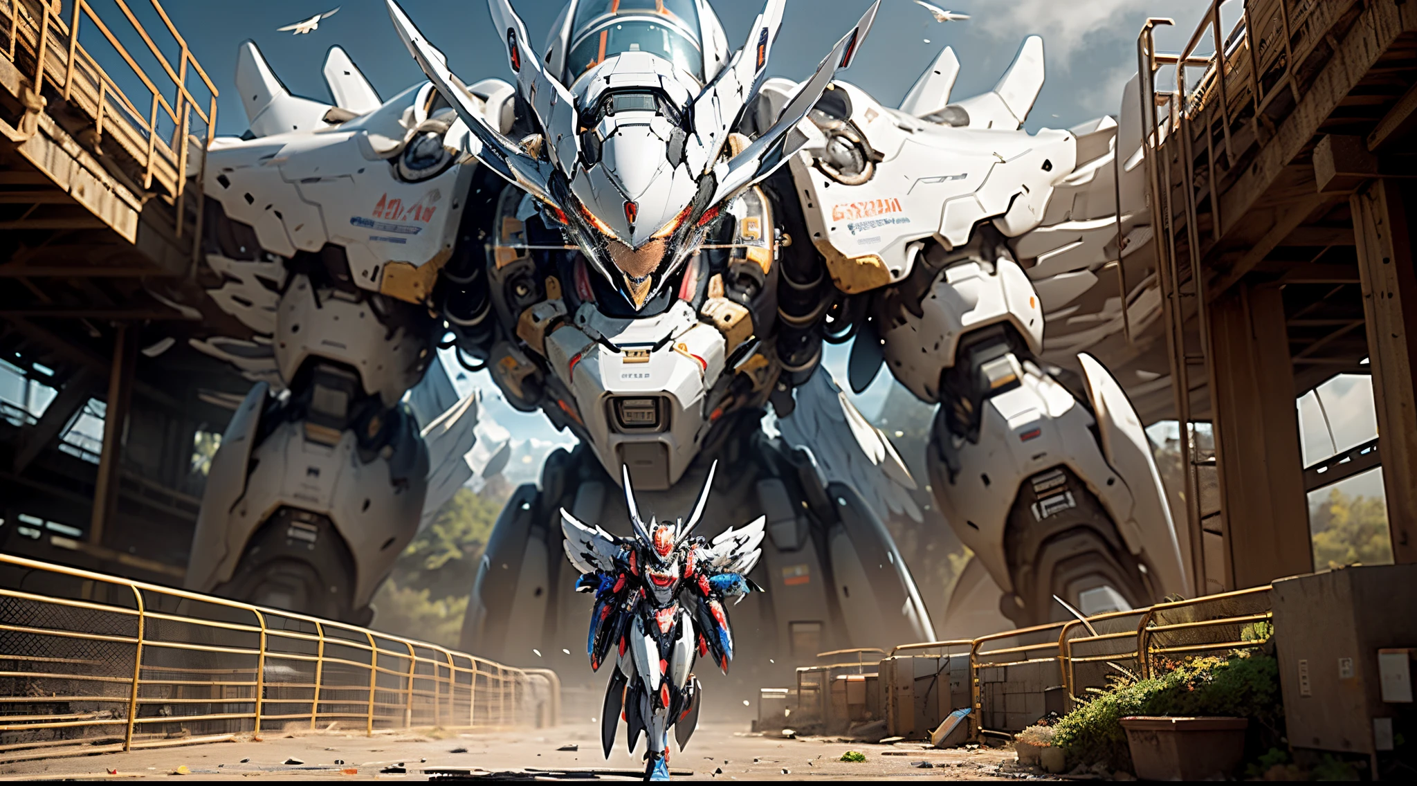 ((Best quality at best)), ((tmasterpiece)), (The  very detailed:1.3), 3D, The beautiful, (cyber punk perssonage:1.2), In space, Starcloud, ngel_arma, (1Female mecha:1.3), facing to audience, glowing light eyes, full bodyesbian, (flight, Swoop down, dynamic, motionblur: 1.4), (huge mecha wings: 1.6), Ao olhar para cima, glowing_The eye, mechs, in a panoramic view, Background Earth, Starcloud, the space, Particle, Realistis, HighDynamicRange (HighDynamicRange), Ray traching, NVIDIA RTX, Hyper-Resolution, Unreal 5, sub surface scattering, PBR textures, Post-processing, Anisotropy Filtering, depth of fields, maximum definition and sharpness, Many-Layer Textures, Albedo e mapas Speculares, Surface Coloring, Accurate simulation of light-material interactions, perfectly proportions, octaneratingrendering, Two-tone lighting, largeaperture, Low ISO, White balance, the rule of thirds, 8K original, High efficiency sub-pixel, sub-pixel convolution,