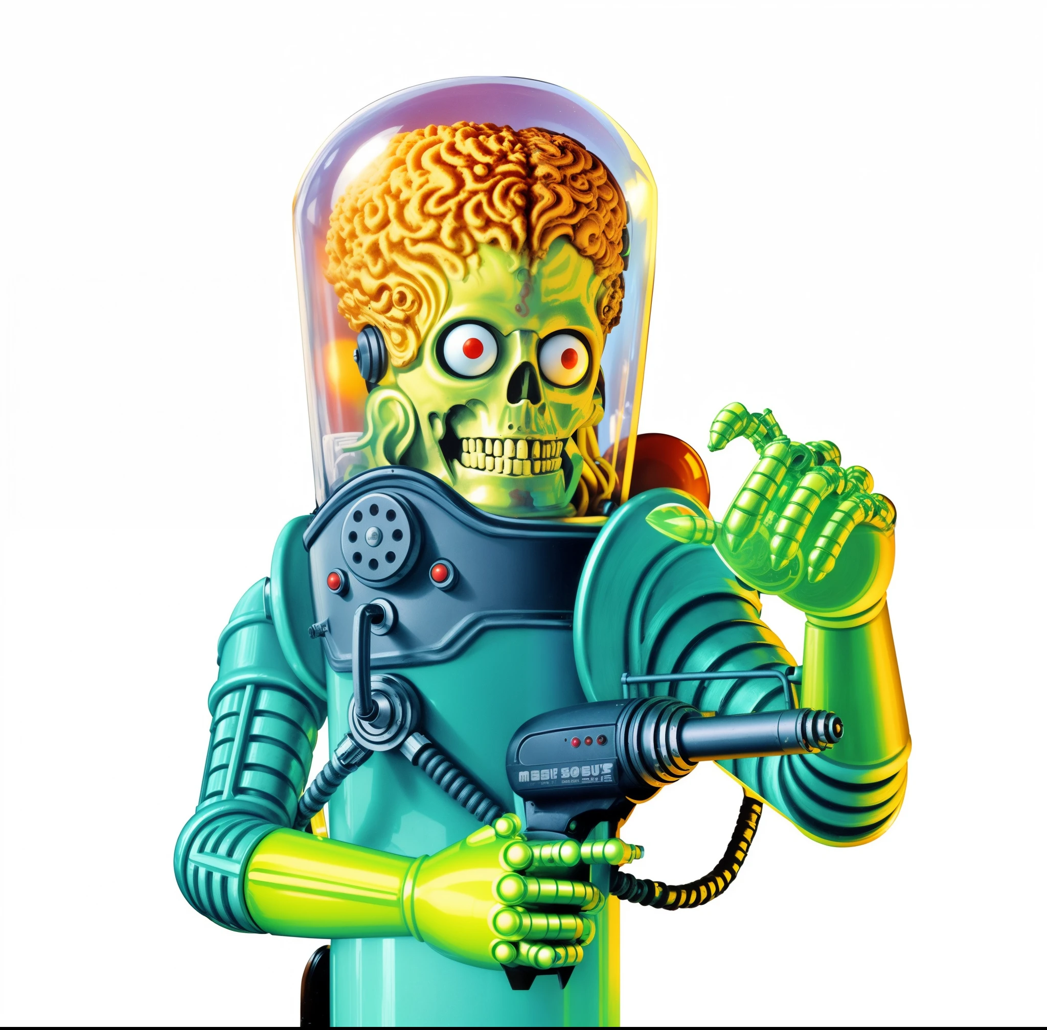 Close-up of handheld robot, when mars strikes, Mars Attack, alien astronaut, Psychedelic organic robot, Softby&#39;S, creepy astronaut, retro scifi art, retro scifi, retro scifi, Zombie robots, fleshy robot zombie, Space robot portrait, retro scifi, Artistic aliens