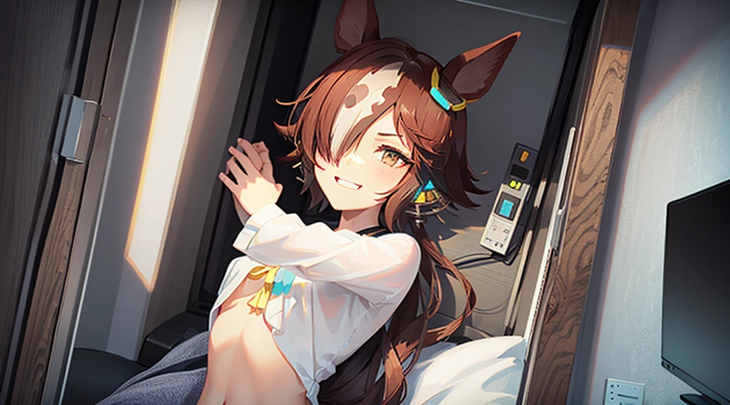 {{{masterpiece}}}, {{{best quality}}}, {{ultra-detailed}}, {illustration}, {{an extremely delicate and beautiful}}, cute girl, good smile, animal ears, slender body, small tits, in a room