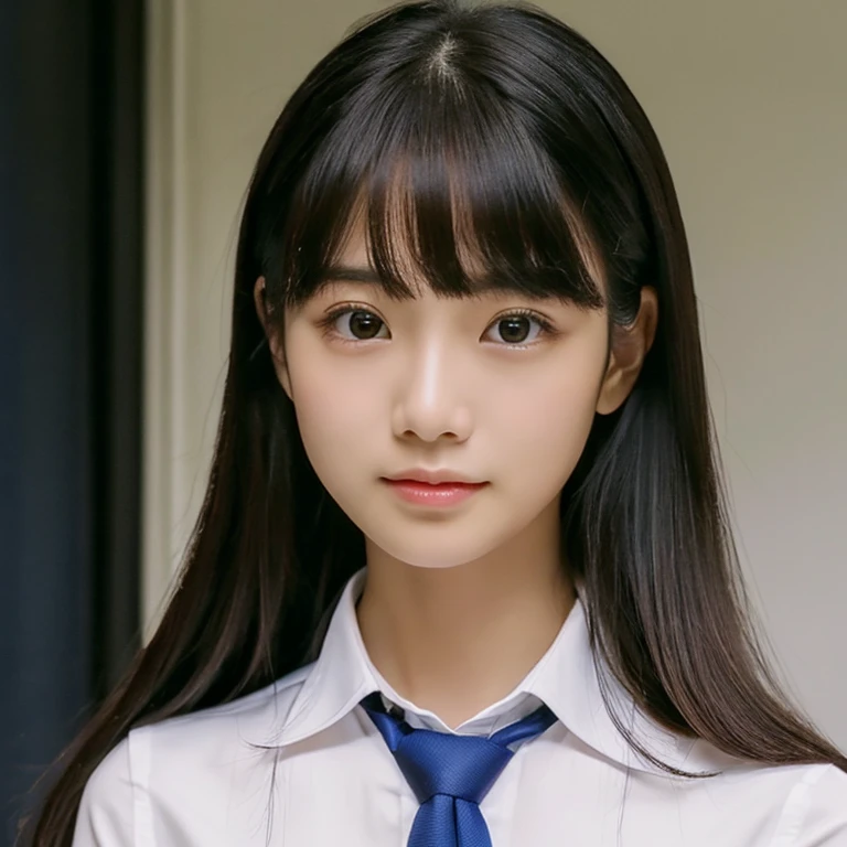 An ultra-high picture quality、Perfect Photo、beautiful 18 years old girl、Beautiful japanese girl、female high-school student、light skinned、slender、Black Haired Beautiful Girl、cute little、Beautuful Women、（tiny chest）、((Nokezoru))、With bangs、sports hair、((((Tie your hair))))、Straight hair、(Teary-eyed)、((half-opened mouth))、inside in room、Serious、