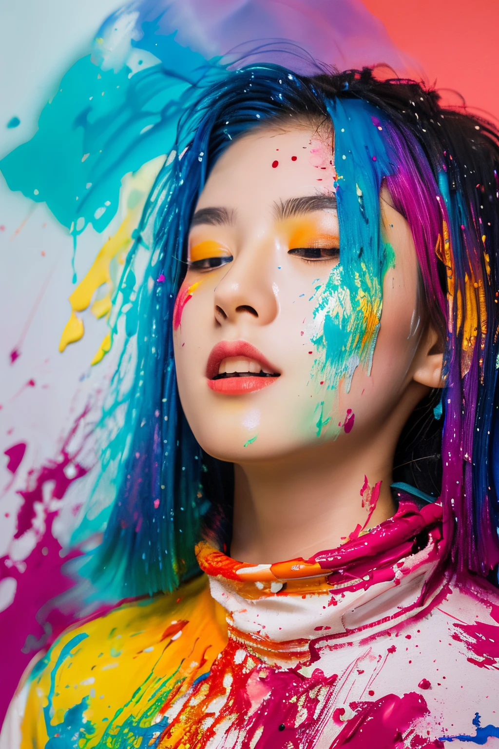 Mix paint all over the canvas