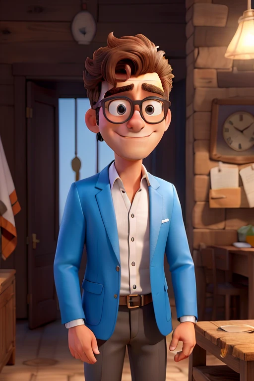 obra-prima, de melhor qualidade, Um homem de jaqueta, Blouse and sunglasses with hair standing on end