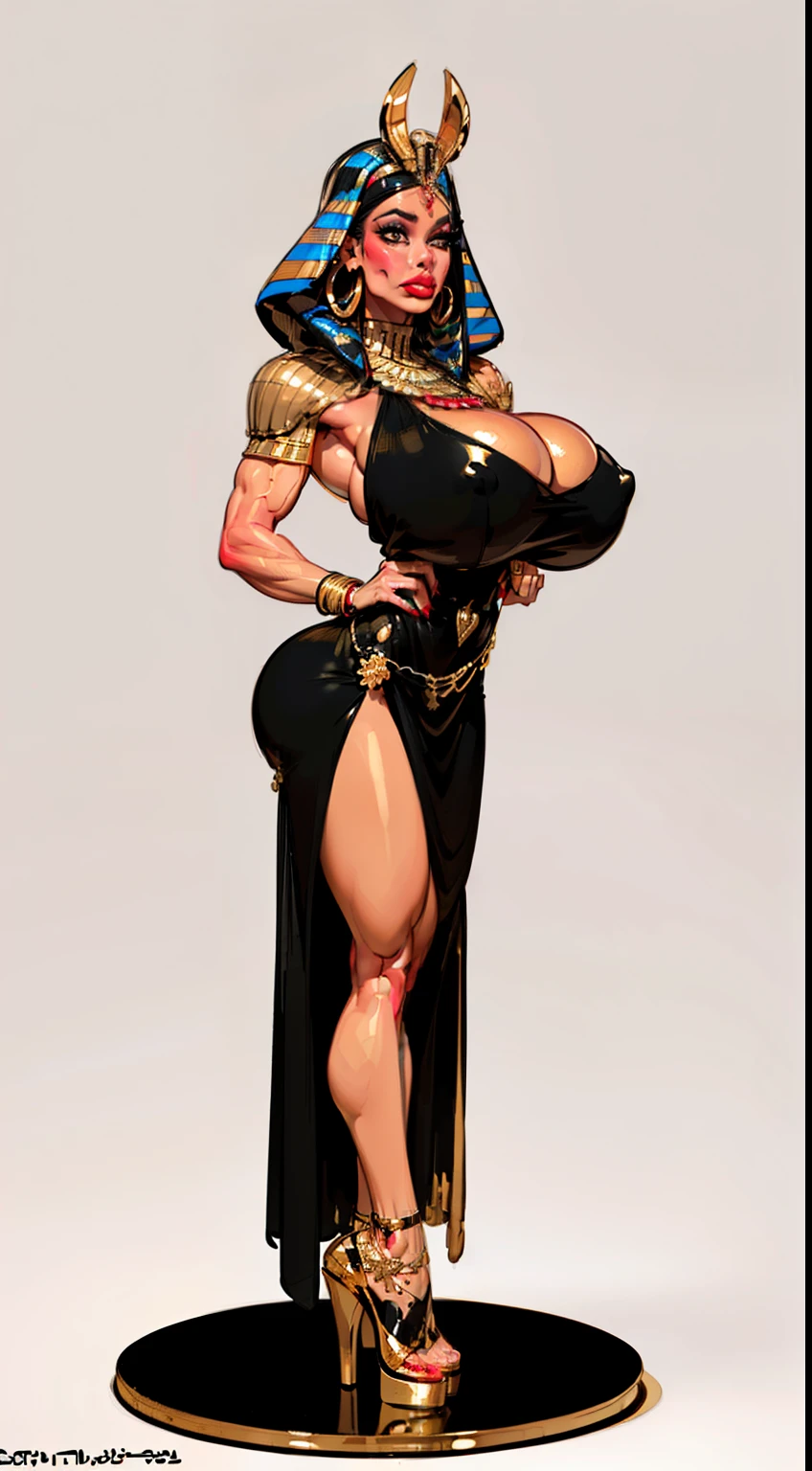 ((side profile)), ((full body view:1.4)), ((masterpiece)),(((best quality))), ((egyptian empress, mature face)), ((middle eastern eyes:1.4)), ((golden gown)), (((septum piercing)), defined cheekbones, high cheekbones, illustration, ((muscular:1.3)), ((gold:1.4)), sexy bimbo, (gigantic breasts:1.7) ((long Egyptian headpiece)), black hair, ((detailed face:1.4)) beautiful woman, (egyptian:1.4), colored skin, (black skin:1.4) , (red lipstick:1.4), shiny skin, ((skindentation)), scribbles and marks,(puffy lips:1.4) , (temple: 1.5), ( at night: 1.5), rough sketches, pose, 8k,16k, ( background, white background: 1.3) ((warm color palette)), ((future model aesthetic))