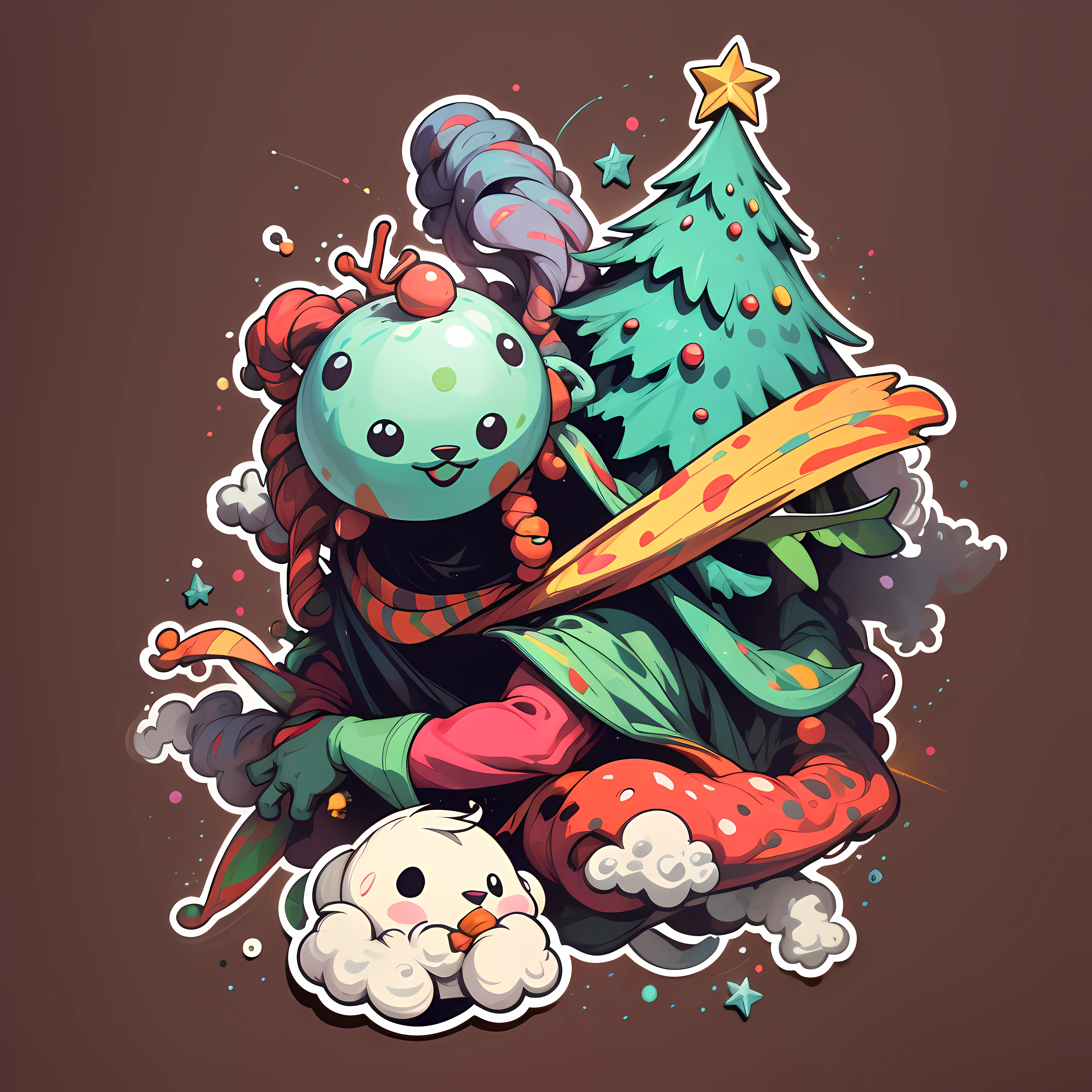 One sticker, christmas, Background with,solid color backdrop,without background