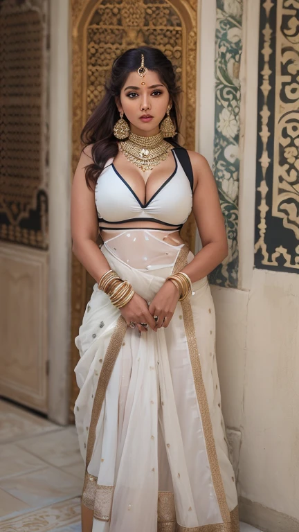 a woman posing for a picture, Indian, traditional beauty, indian, showing deep cleavage, beautiful goddess, indian style, indian super model, beautiful maiden, gorgeous woman, south east asian with long, provocative indian, gorgeous beautiful woman, hindu aesthetic, beautiful asian girl, extremely detailed goddess shot, jaw-dropping beauty, big boobs deep cleavage sexy navel, big boobs deep cleavage, sexy indian women, massive boobs in sexy bikni fusion full body