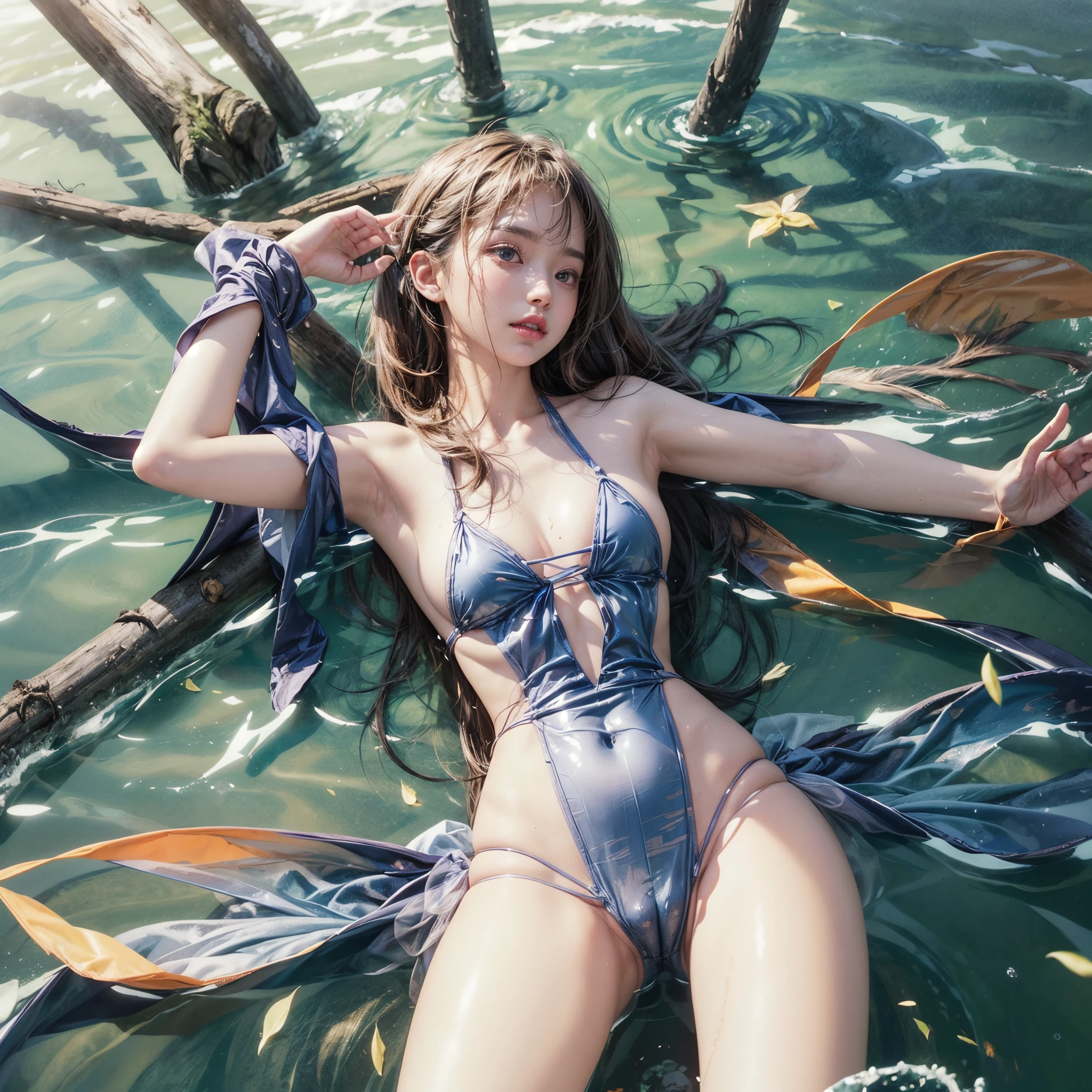 (8K, Original photography, Top image quality, masterpiece: 1.28), hyper HD, (Realistic, 真实感: 1.38), realisticlying, A high resolution, softlighting. Tiny Girls, girl jumping into the water、Falling、splash water、shout、Luminous water surface、White and Vivid colors, (under the mesmerizing back lighting), glistening ivory skin, sparkling highlights, Detailed KAWAII face with cute lips, long eyelashes, Delicate clothes, Detailed open crotch, (Whole Body proportions and all limbs are anatomically accurate | correct hands) .