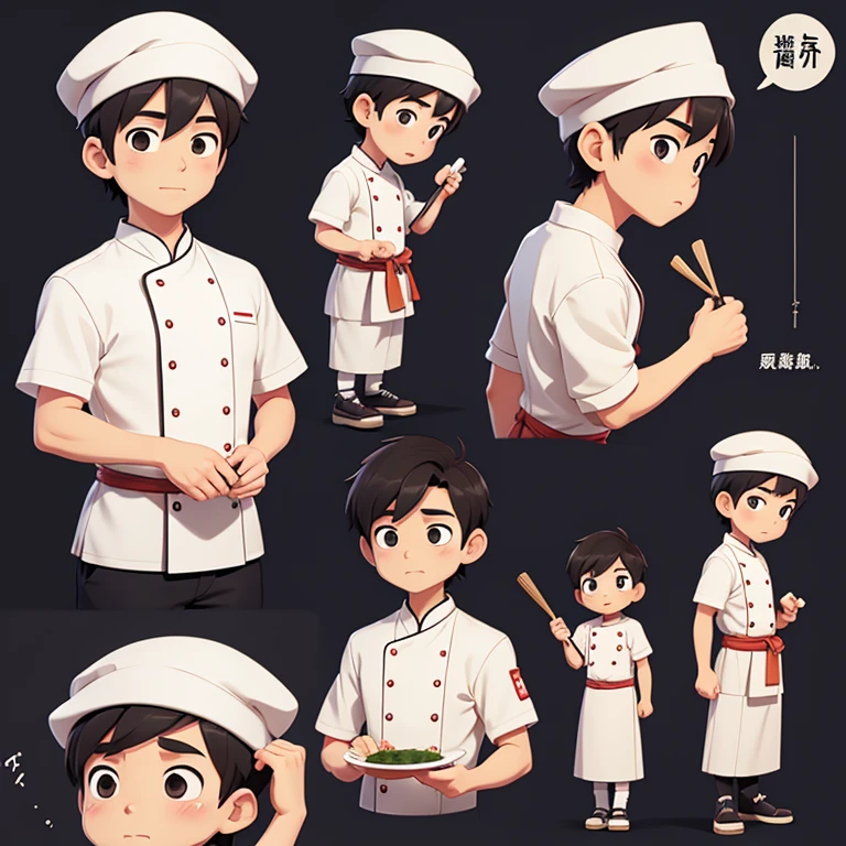 a japanese male chef,Expressionless,Out of sorts,Comic cute version