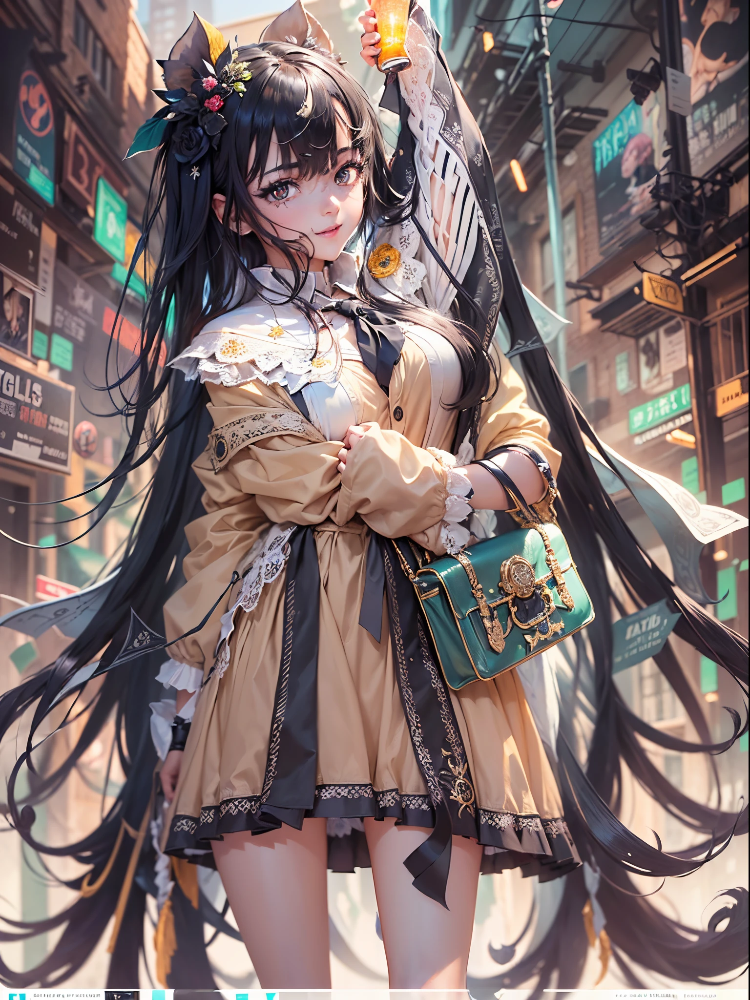 ((Finest quality)),(超A high resolution),(ultra-detailliert),(Meticulous portrayal),((Best Anime)),(Finest works of art),(Ultra-Precision Art),(The art of astounding depiction,Overwhelming depiction:1.5),(intricate and detailed art:1.6),(1 schoolgirl:1.5),Well-manicured shiny black hair:1.6,(Black eyes that hide madness:1.5),A smile that hides madness:1.6, (she wants to possess you:1.6),Possessiveness:1.8