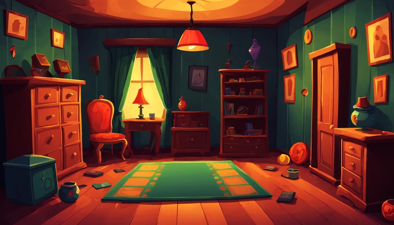 horror house interior room and room accessories cartoon