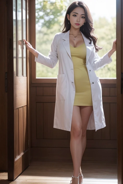 Photorealistic beautiful doctor、stunningly beautiful、doctors white coat, Doctor Fashion、(top-quality、8K、32K、​masterpiece、nffsw:1.3)、超A high resolution,(Photorealsitic:1.4),Raw photography, Detailed face,,Beautiful Short hair, ((Doctor Style)), , tight skirts、 Natural makeup, Breast cleavage, Medium full breasts、inside hospital, Detailed background, Perfect Lighting, depth of fields, Beautiful shadow gradient,stethoscope , (((fullbody))), whole body capture, fullbody, legs wide open, open legs, black pubic hair, eyes on camera, details eyes, beautiful eyes,(nude)