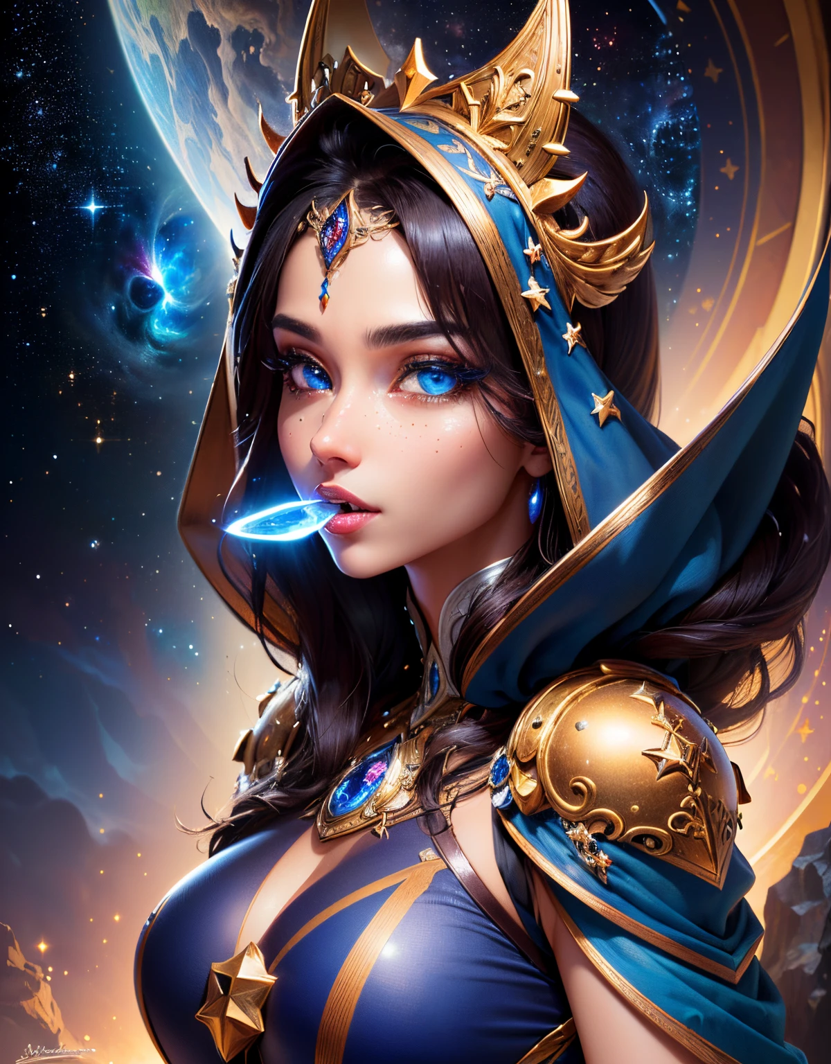 (hyper-detailed masterpiece:1.5), (beautifuly intricate:1.5), (best quality:1.5), (aesthetic + beautiful + harmonic:1.5), (hyper-detailed face, hyper-detailed eyes, hyper-detailed mouth, hyper-detailed body, hyper-detailed hands, hyper-detailed clothes, and hyper-detailed scenery:1.5), (sharpen details:1.2)
, iridescent, galaxy, universe, beautiful stars, mysterious art, mystery of the universe, fantasy art, distant stars, cosmic abyss, light, shining, security, unknown, absurdity