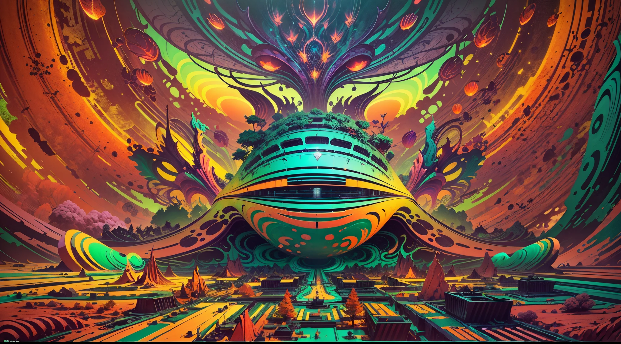 (a surreal digital artwork,painterly rendering,vibrant colors,intense contrast,abstract art),sharp details,(best quality,4k,highres:1.1),(HDR,studio lighting),dreamlike atmosphere,texture manipulation,psychedelic patterns,complex composition,organic shapes,negative space,glowing elements,mysterious shadows