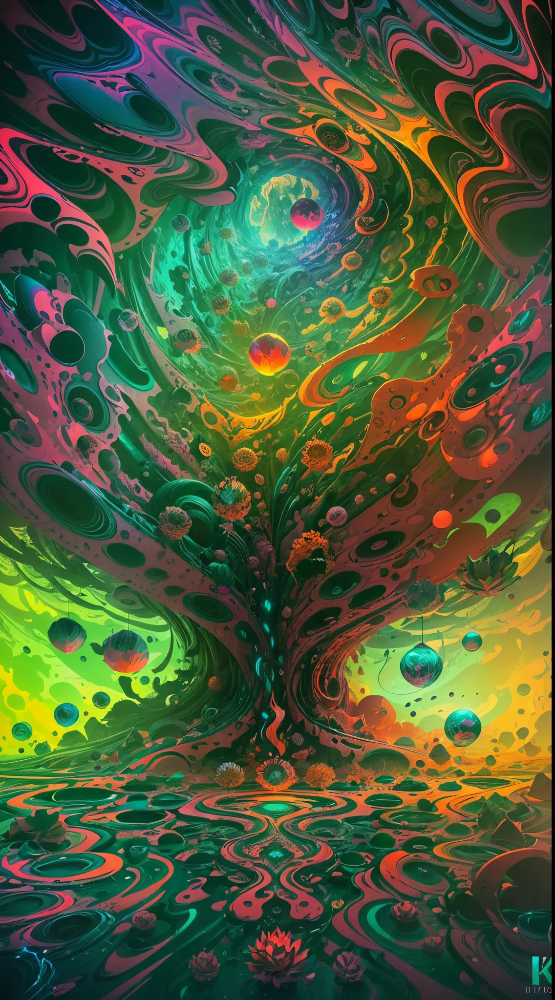 (a surreal digital artwork,painterly rendering,vibrant colors,intense contrast,abstract art),sharp details,(best quality,4k,highres:1.1),(HDR,studio lighting),dreamlike atmosphere,texture manipulation,psychedelic patterns,complex composition,organic shapes,negative space,glowing elements,mysterious shadows