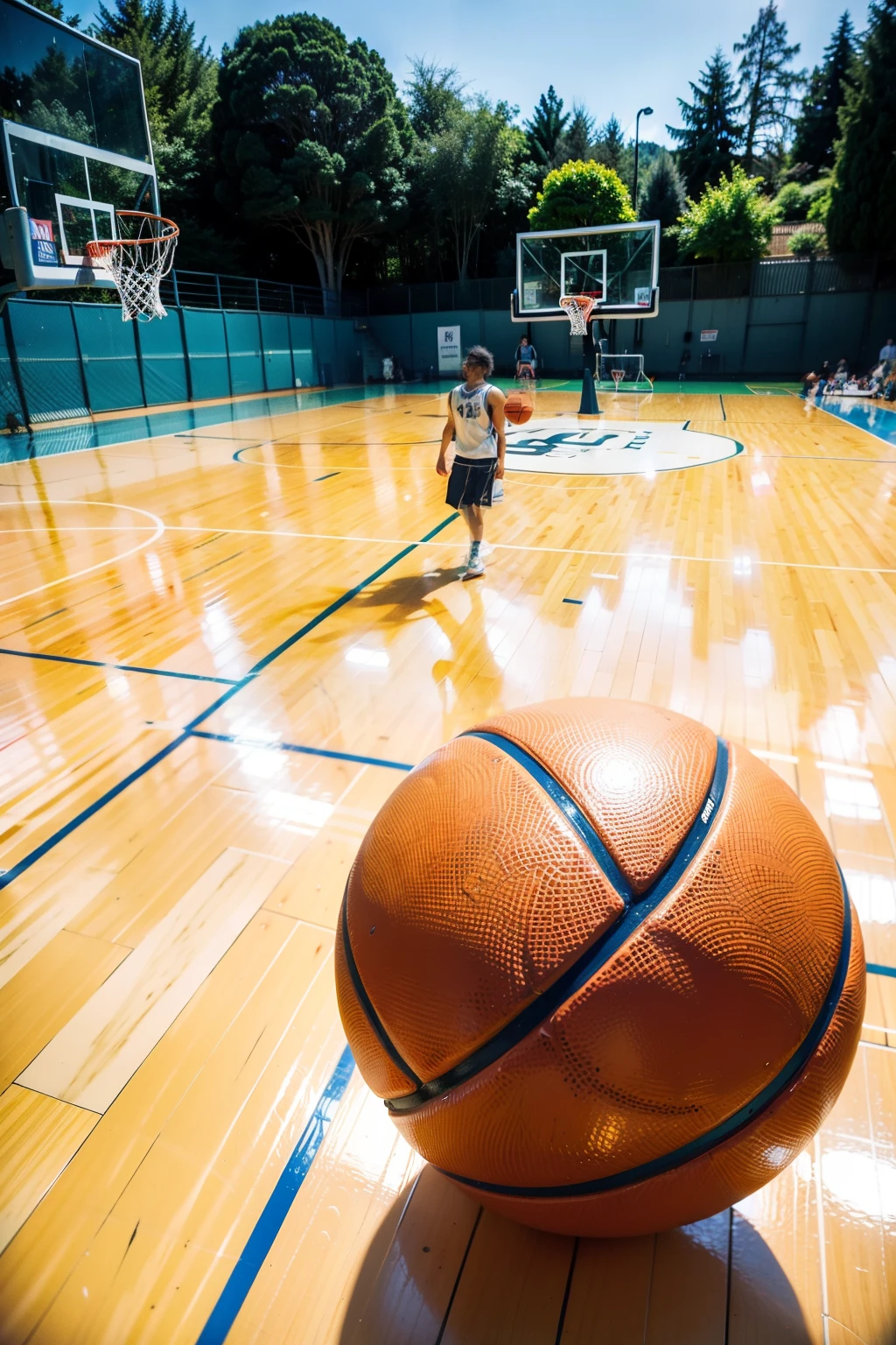 there are many basketballs on the basketballground