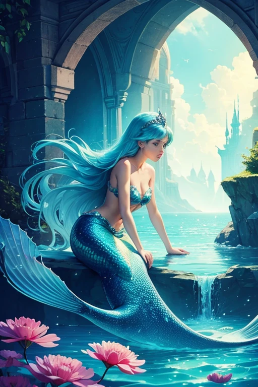 The dreamy scene of the mermaid princess surreal