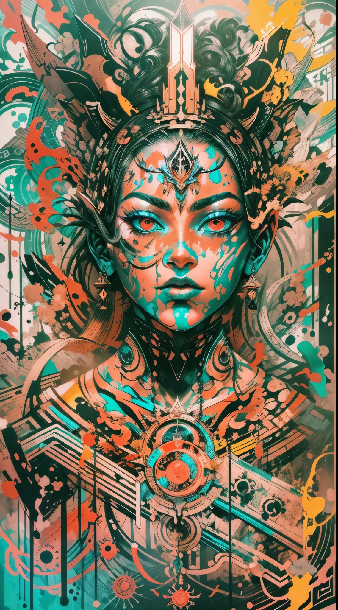 1 Beautiful Girl, Super beautiful detailed face, Beautiful big breasts, Beautiful Goddess Advent, (Naked:1.3), Body painting with a pop design drawn directly on the whole body, heart shapes, Pop Art Design, Cutting-edge fashion, Innovative, The center of attention, Special art design, pubick hair, cameltoe details, Camel to Art, Camel-to-shape, Beautiful background, Innovative futuristic space beyond imagination, Golden ratio, conceptual art, Super Detail, ccurate, high details, Anatomically correct, Outdoors, Beautiful Landscape Forest, Giant Castle, cutting edge, Sexy Art, Beautiful girl illuminated by 7 pastel lights, Pastel color design with very soft and colorful shades, Surrounded by beautiful sunsets, dazzling lights, Super delicate illustrations details, neon color, Three-dimensional, deep depth,