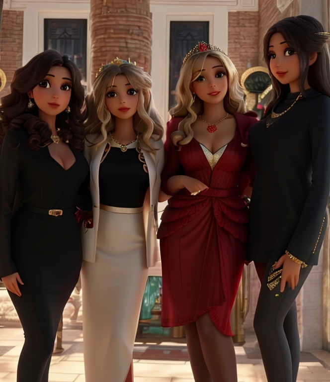 three women in red dresses posing for a picture with a man, moroccan queens ny, beautiful girls, profile pic, beautiful women, godesses, edited, profile image, group photo, by Emma Andijewska, family photo, instagram story, looking confident, instagram post, new years eve, niele toroni, 💋 💄 👠 👗