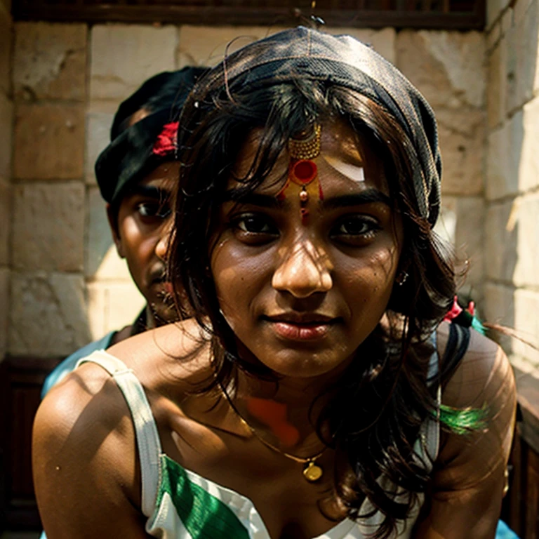 Interfaith MUSLIM BOY IN NAKED WITH MUSLIM TRADITIONAL CAP ON HEAD ONLY WITH HER HINDU PARTNER IN SAREE AND SINDHU ON FOREHEAD