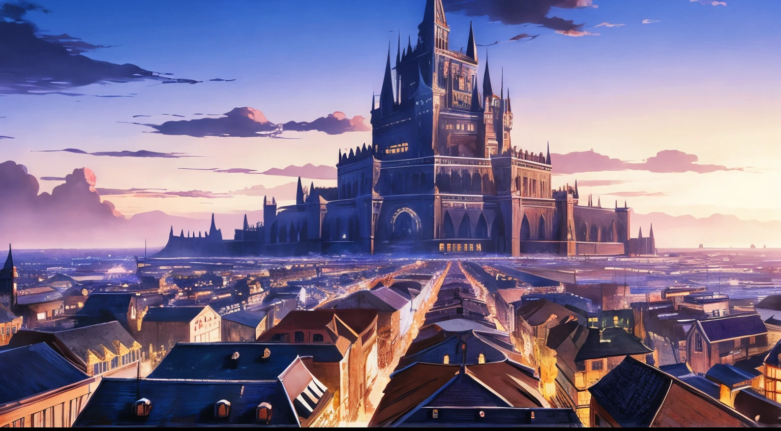 beautiful anime style background of fantasy setting