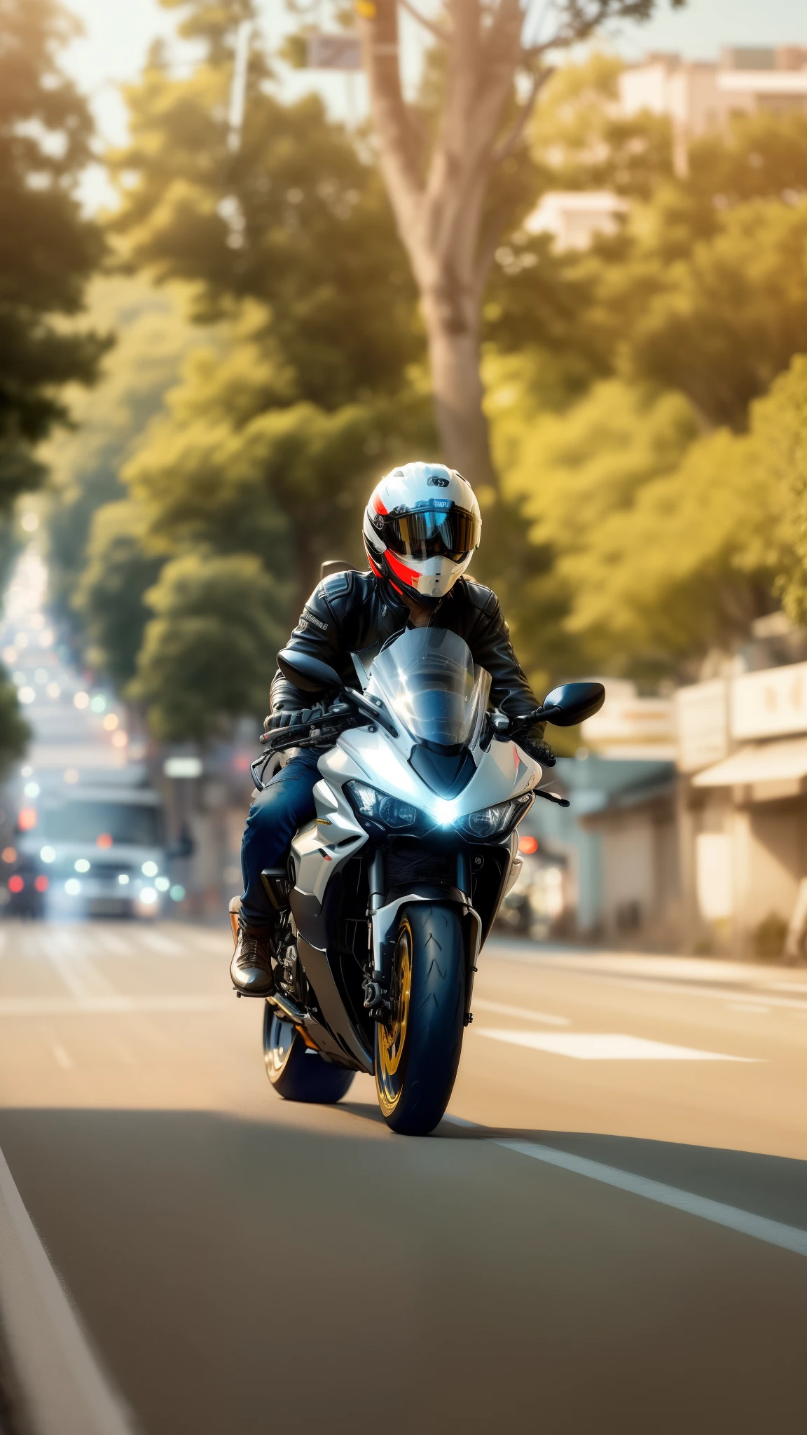 (hiperrealisme:1.1),(detail:1.2)8k,korea boy,wear helmets fullface, bokeh ,riding a motorcycle down a street with a helmet fullface, picture of a female biker, riding a motorcycle, riding a futuristic motorcycle, motorbiker, biker, photoshot, riding on the road, picture of a male biker, riding a motorbike, riding a motorbike down a street, speeding on motorcycle, front on, motorcycle, photo - shot