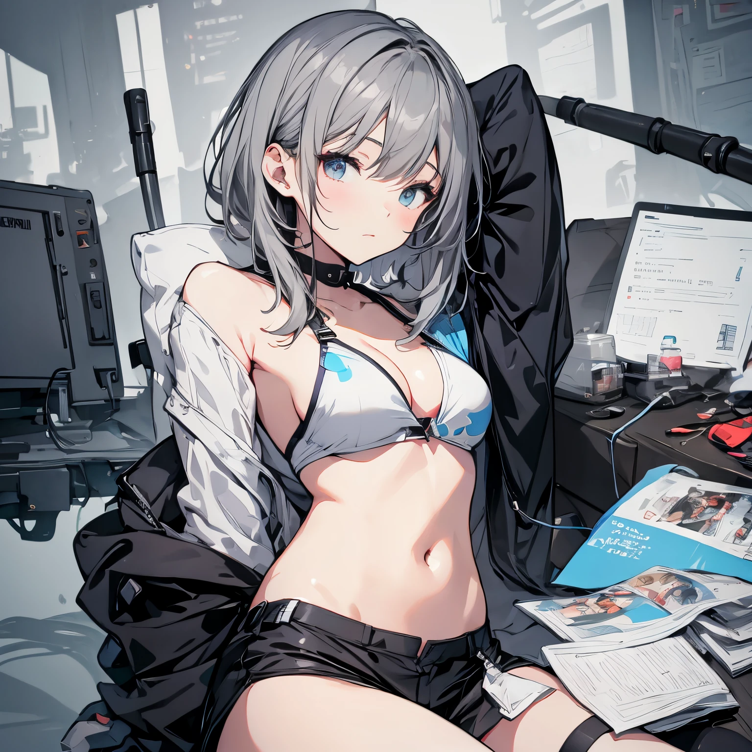 Anime girl sitting on table, beautiful anime girl crouching, Biomechanical OPPAI, Sexy pudica pose gesture, seductive anime girls, with index finger, the anime girl is crouching, an oppai cyberpunk, hajime yatate, rogue anime girl ayanami rei, ryuko matoi, sexyposture, konachan，Exhale the mist，Stick out her tongue，Mermaid line，musculature，Ambiguous eyes，High-fork panties，Be red in the face，huge tit，over knee socks，open open mouth，Stick out her tongue， dropping saliva，White popsicles，Melted popsicles，Hair tied up，Long tongue，Single horsetail，The melted popsicle falls on the chest，Excitation，Place your hands on your chest，Plenty of liquid，White liquid，Floating popsicles，Suck on popsicles，looking at viewert，love heart，Throw a wink，Lick gently，Camel toes，Half-off coat，Oral sex，Popsicles in his mouth，Semi-closed Eyes，Abs，musculature，Sunburn，Brown skin