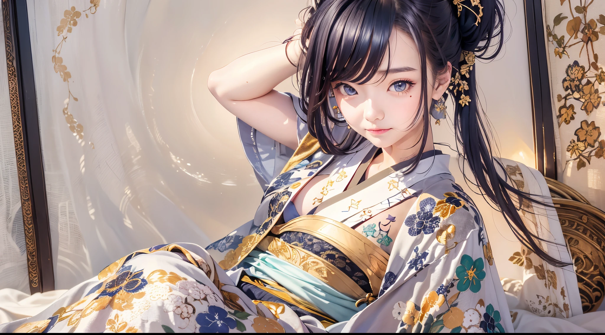 Full body like,fully tattooed,,Kimono,kyoto,High class prostitute lying down,Wandering girl,No tattoos on the face、I have beautiful skin、Rubbing your,grabbing on breasts,Hairstyle random drawing,hair color random,Full body,,orientalism,buzzed、fractal light、,1 female,,japanese kimono,,Underwear,,Tattoo on the Japan,,lots of black tattoos,,,Glossy makeup,,Sweaty skin,,very wet hair,,drawing faithfully,,detail up,,Big eyes,,Colored inner hair,,high_Definition,,Best Quality,,Shiny skin,,Seductive smile,,upward-eyed,,,large earring,Best Quality,,4K_quality,,high_Definition,,Dramatic Lighting,,cinematic quality,,detail up,,Intricate details:1.2,,超A high resolution,,