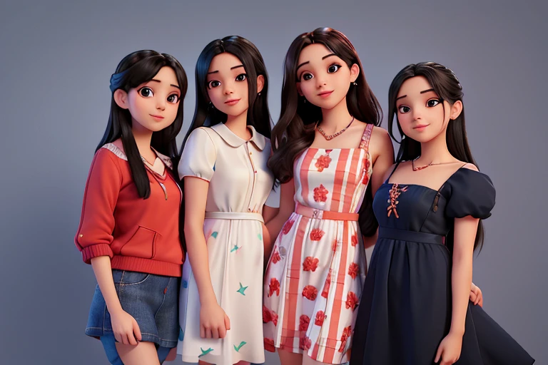 three women in dresses posing for a picture in front of a gray background, blackpink, beautiful girls, cute girls, casual photography, photo session, exclusive, photoshoot, red velvet, beautiful faces, photo shoot, smooth in _ the background, promotional photoshoot, artists, fanart, young women, profile pic, photo portrait, promotional photography, group photo, picture