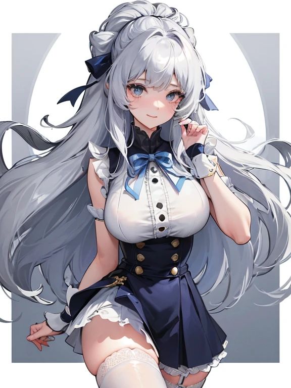 ((Best Quality)), (ultra-detailliert), ((Extremely detailed)), (Beautiful), ((Kawaii Girl)),(two side up hair)、((masutepiece)),Platinum Blonde Hair,Long hair, hair between eye, Wavy Hair, Long sideburns,Jade-colored eyes, White skin,Colossal tits、Rabbit ears,Slender body,playboy_bunny,Standing,Look Camera,One Woman,Anime