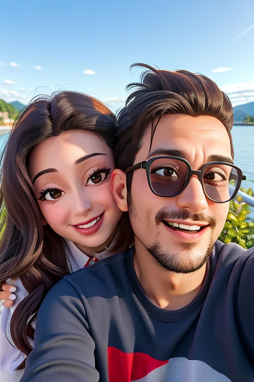 there a man and woman taking a selfie together, enes dirig, valentina remenar, profile image, portait photo profile picture, profile picture 1024px, lovely couple, ayanamikodon and irakli nadar, in love selfie, they are in love, smiling couple, singer maluma, by Nándor Katona