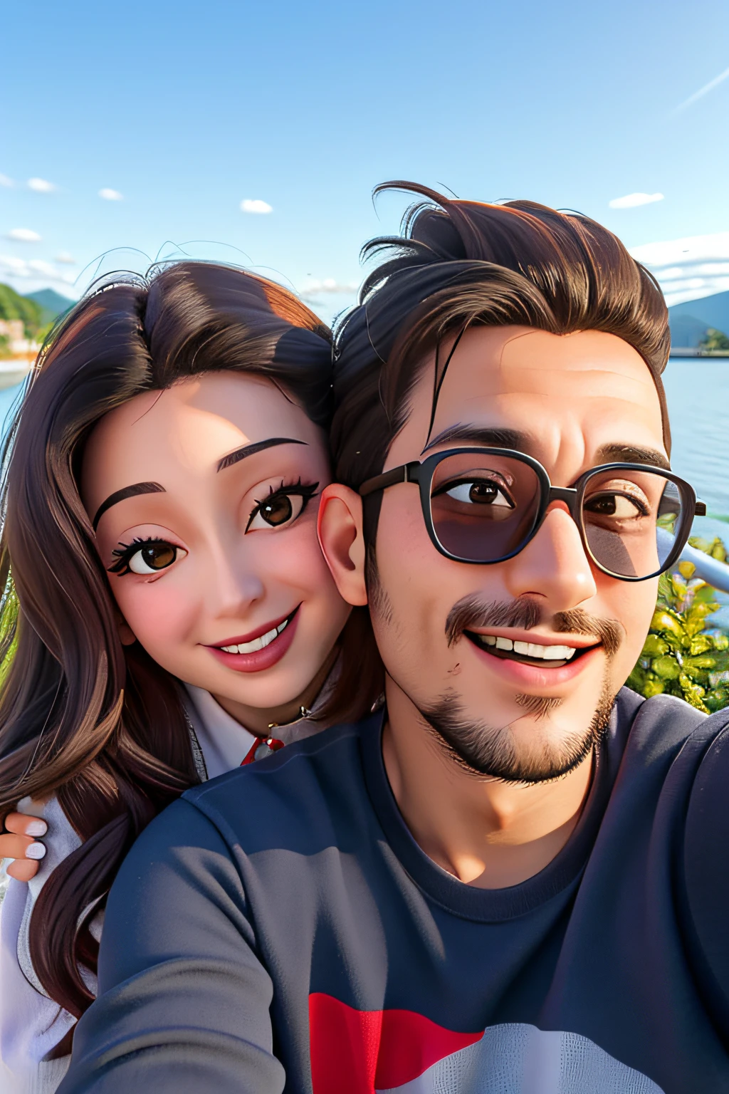 there a man and woman taking a selfie together, enes dirig, valentina remenar, profile image, portait photo profile picture, profile picture 1024px, lovely couple, ayanamikodon and irakli nadar, in love selfie, they are in love, smiling couple, singer maluma, by Nándor Katona