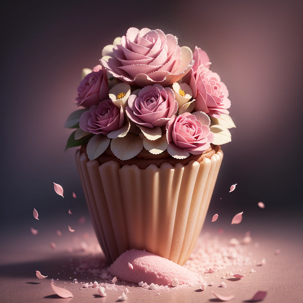 Delicious cupcake - pink strawberry cupcake, piled strawberries, profusion of blossoms, sugar flowers, blooms, sugar crystals, creamy, sweet, indulgent, tasty, whipped cream, pink icing, decadent, (masterpiece:1.1), (highest quality:1.1), (HDR:1.0), (ultra-detailed), cupcake, decorated, dripping pink drizzle, photograph, detailed, realistic, 8k uhd, high quality, RAW photo, professional color grading, soft shadows, no contrast, clean sharp focus, clear