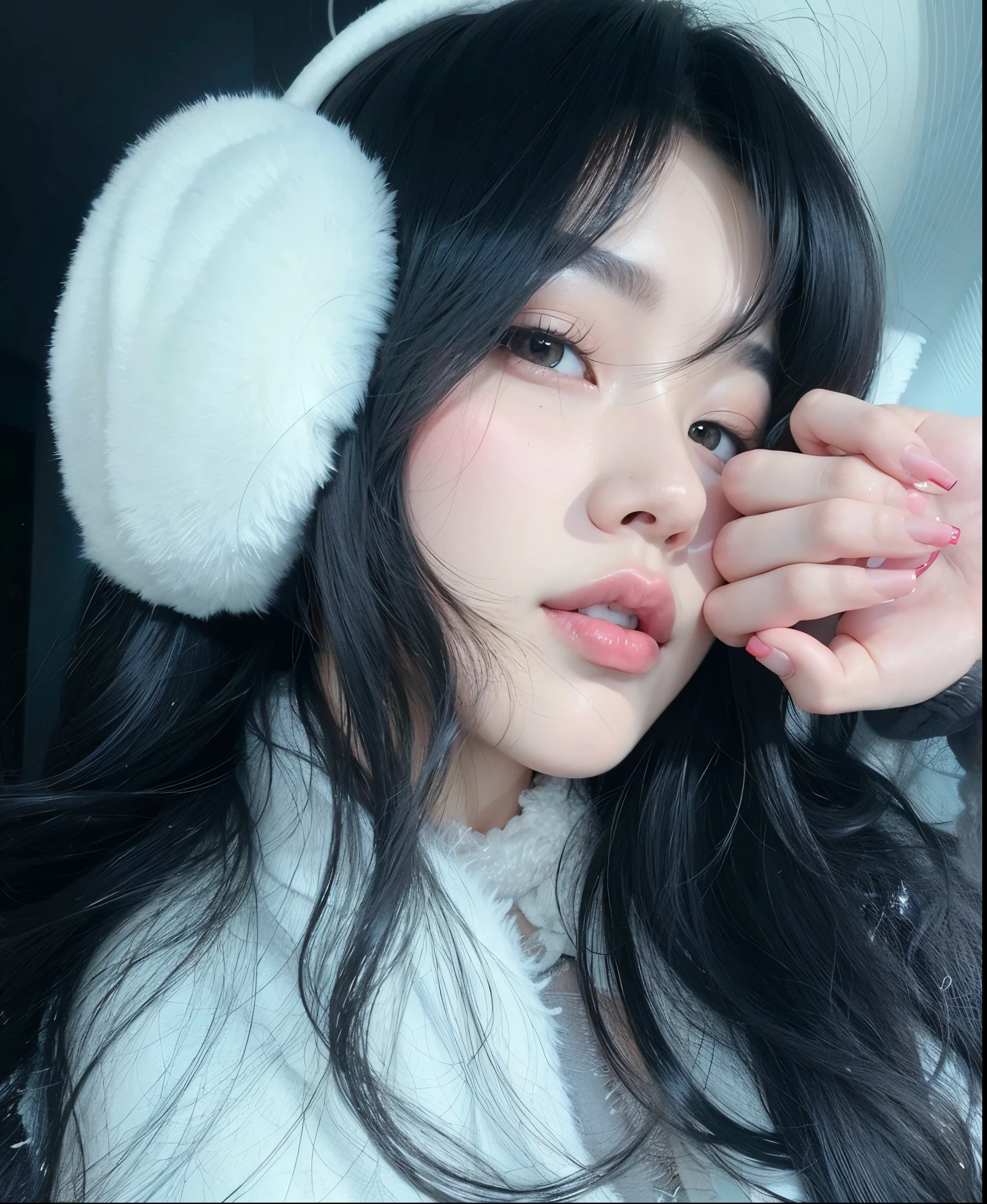 Mujer araffe con pelo largo y negro y orejeras blancas., ulzzang, pale snow white skin, Wan adorable cara coreana, flequillo esponjoso, Chica coreana, Hermosa mujer surcoreana, Hermosa Delphine, Jinyoung Shin, Joven y adorable rostro coreano, flequillo blanco, Heonhwa Choe, pale porcelain white skin, Blackpink Jennie, maquillaje popular de Corea del Sur