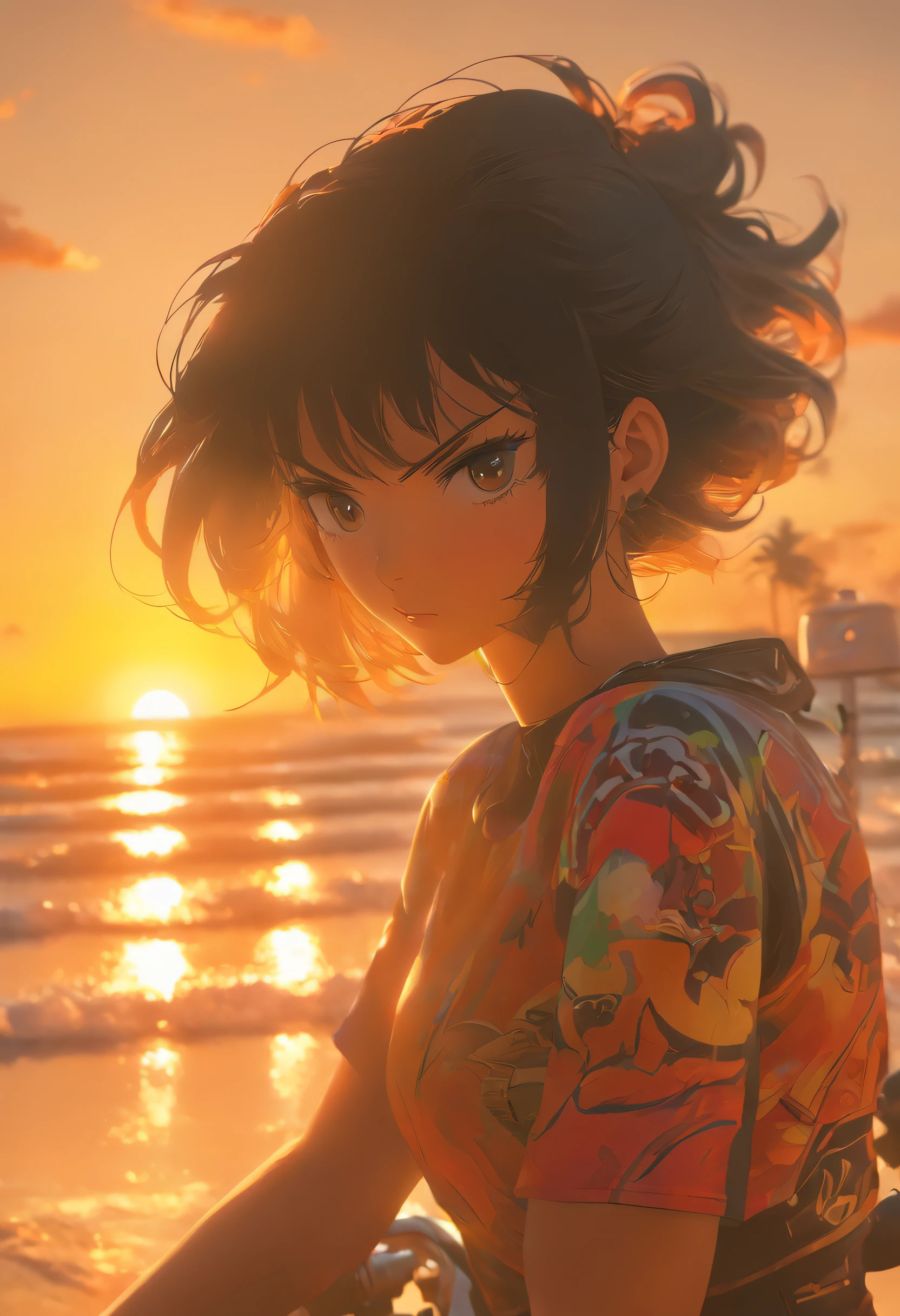 masutepiece、best composition、Photorealsitic、Black hair short cut beauty