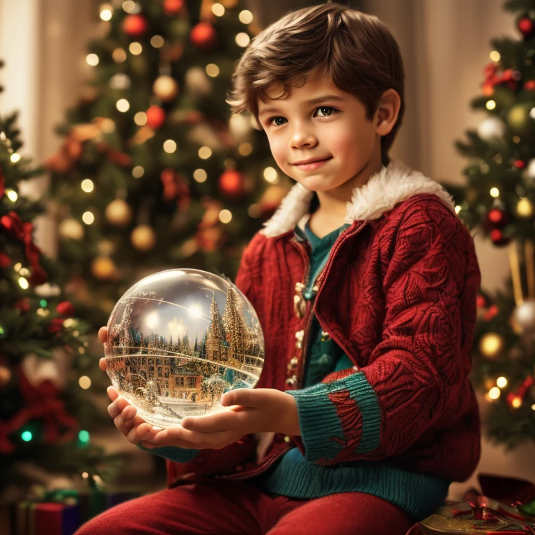 by Bob Byerley, 1boy Holding a crystal ball, christmas, enhance, intricate, (best quality, masterpiece, Representative work, official art, Professional, unity 8k wallpaper:1.3)