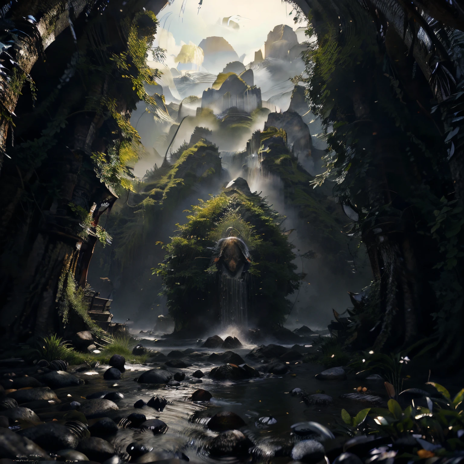 Caucasus, illustratio:Jacob of Ruisdale, nature elements,floating object,Dreamlike,Tranquil environment,by chance,Ethereal beauty,Resonance of joy,Spiritual awakening