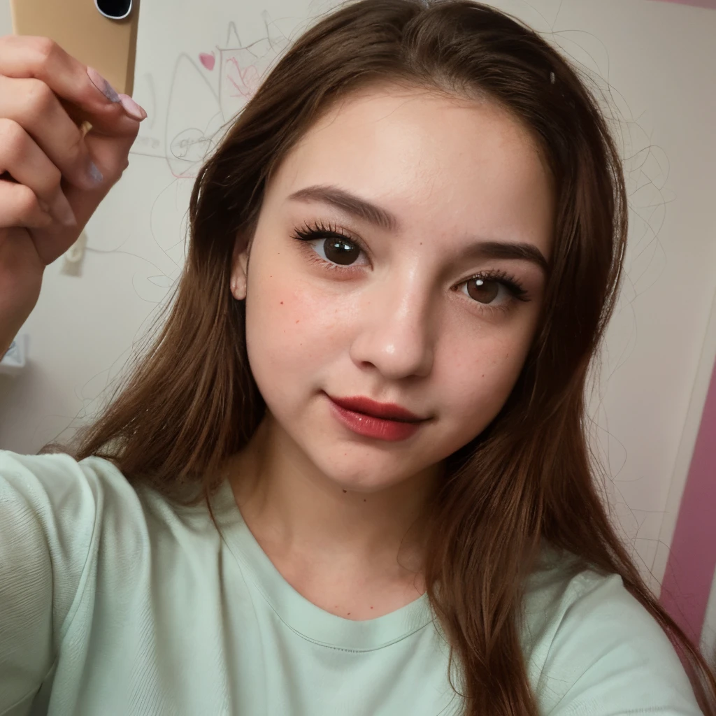 Chica, 18, puesto dedos en los labios, tocando los labios, selfie, pijama,(la mejor calidad),(calidad de manos)(calidad de ojos)(rasgos faciales), dedos en la boca, manos en la boca