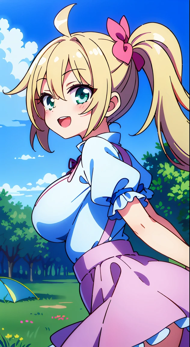 score_9, score_8_top, score_7_top, outdoors,
break_source_anime,
break_1_girl, cure_peace, ponytail, yellow hair, big nipples, huge breasts, happy, inner voice,
yellow magical girl, belly button, wing hair accessory, crop top, ruffled wrist cuffs, ruffled skirt, knee socks,
tall, long legs, glowing skin, oily skin, glowing skin, heavy breast, wide hips, tight waist, thick thighs,
contrasting,
watching_at_viewers,torn clothes, on all fours, animal bull, (bull), bestiality, one huge bull, huge black bull, sex with huge bull, doggy style sex, hard sex, penis as thick as an arm, dick as thick as an arm, (huge penis: 1.6), in girl's pussy, girl's belly bulging with dick, girl's ahegao, outdoors, in the woods, lots of cum