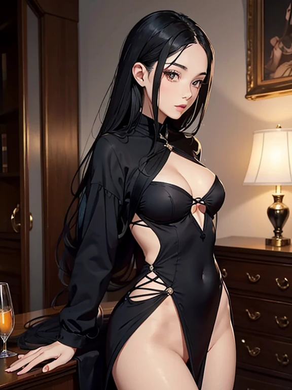 I have a beautiful and attractive appearance. She is distinguished by her long black hair that reaches her lower back, And that's great, Charming eyes highlight the beauty of her face. She has light skin and soft facial features that add to her feminine and delicate personality. She has a fit and slender body, She always looks confident and elegant in her clothes, Which reflects the elegance and femininity of her personality. Wear nothing but thin clothing that reveals all the logic of the erotic resolution