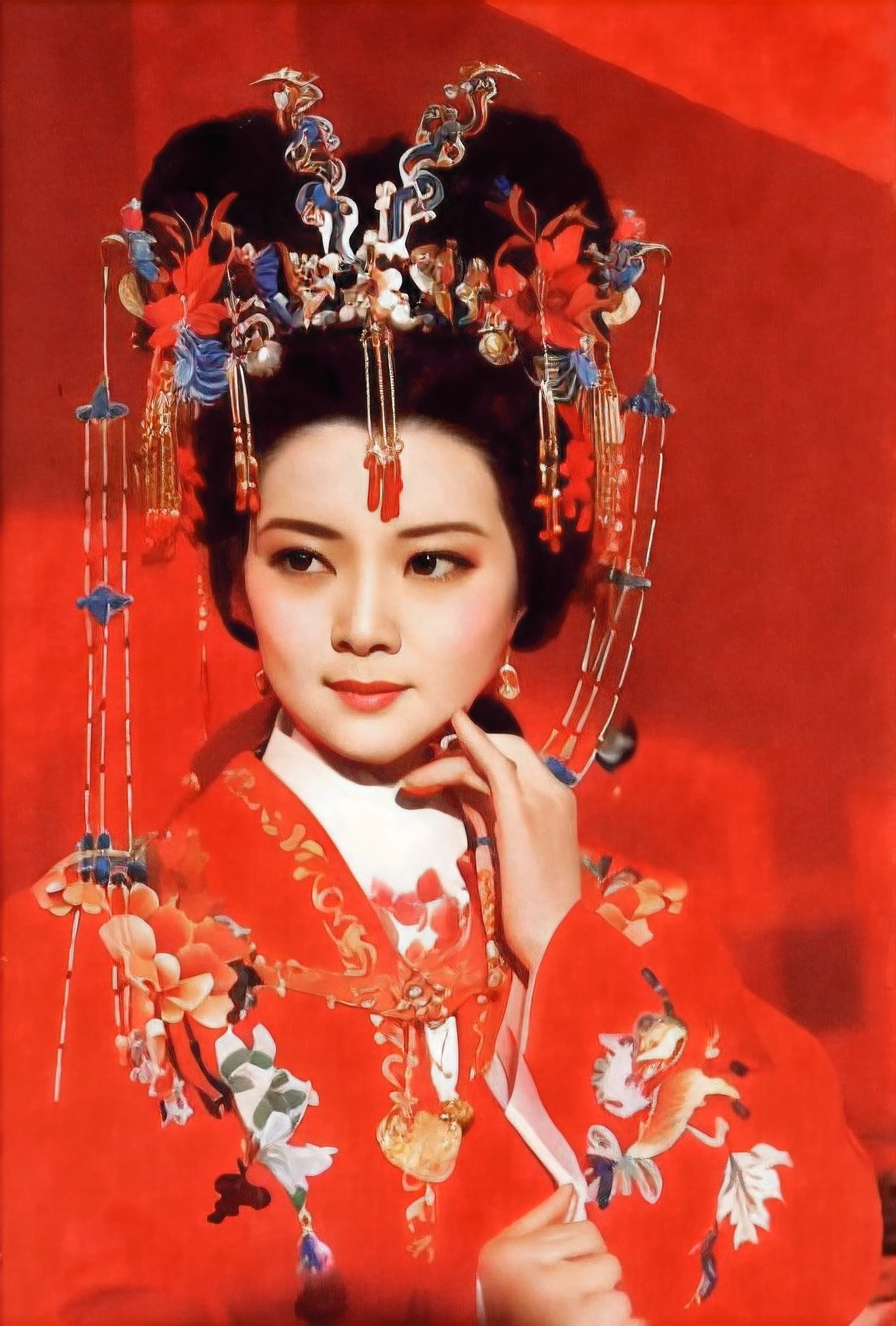 Fide woman wearing red dress on red background, chinese empress, China Princess, Chinese woman, Chinese traditional, Queen of the Sea Mu Yanling, ancient chinese beauti, yun ling, heise-lian yan fang, Princesa chinesa antiga, Inspired by PwC, TRADITIONAL CHINESE COSTUMES, Cover Photo Cuckoo Portrait, beijing opera, olet
