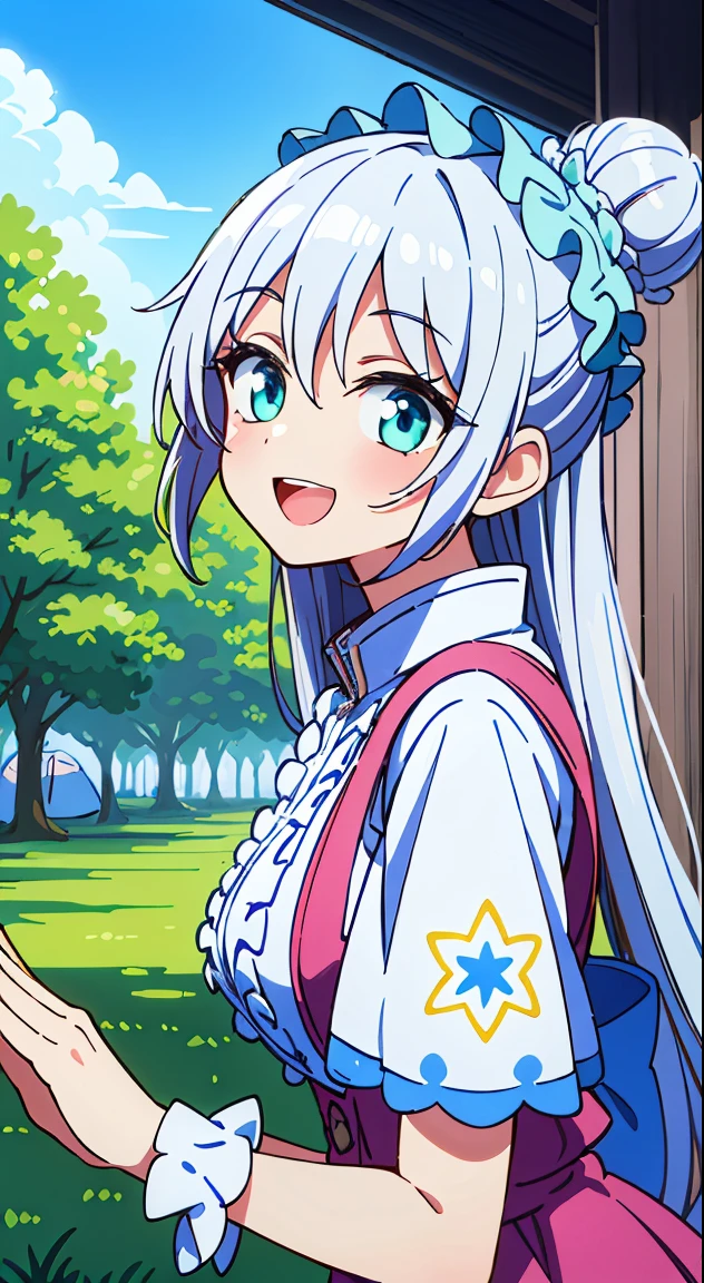 (masutepiece, Best Quality, Perfect Anatomy, High quality:1.4), absurderes, absolutely resolution, unbelievable Ridiculous, hight resolution, ultra-detailliert, Official art, Unity 8k壁纸, Kinetic typography,nice hand, Perfect hands, Detailed beautiful hands, Large_filesize, fulcolor, hight resolution, symmetric, exceptional, Best aesthetic, newest, Anime, very beautiful detailed body,The hair,faces,The eye, , BREAK,



1 beautiful girl, 1girl in, (Cute:1.5),(Cool:0.8), (Beauty:1.5),(Chibi:0.5), (17 years old girl), (girl, Older sister, Unclear, Beautiful face of Japan:1.2) BREAK, (A detailed eye,Tsuriformes:1.2),(Silver hair,Long hair in a bun,Deco:1.8), star eye silhouette thick eyelashes, Double eyelids:1.2), cleavage, ,Swaying udder, Clear skin, Beautiful skin, Shy, Erect ,Clear skin, Beautiful skin, Shy, gleaming skin,(best quality face),(Top quality glowing eyes),(The best smile,:D:1.45), 

BREAK (white and light green theme:1.4), ((Gothic lolita, classic and cute fashion):1.2), (Light green classic bonnet on the head:1.4), (Fusion of light green jumper skirt and white blouse:1.5), (lightgreen (overall skirt,  jumper skirt) With white frills:1.4), (The skirt has a large light green ribbon.:1.4), ((Short sleeves, Bishop Sleeve):1.3), (crinoline:1.2), (Oversized multilayer skirt with ruffles:1.3), (White pantyhose:1.2), (Place multi-layered white ruffles on the front of the skirt。。。:1.3),
BREAK (The pink skirt has detailed embroidery..:1.4), (lowfers:1.1),

BREAK
sitting, knees up, 
Outdoors, day, Blue sky, cumulonimbus clouds, Sunlight, Flowers, garden, forest, Soto, Trees, Wind, Windy, Nature, tussock, (camping:1.4),depth of fields,

 BREAK,wakame,wakame,wakame,(Dynamic Poses, Dynamic Angle, close-up, Cowboy Shot:1.4), 

BREAK,(Blurry background:1.3),(absurderes, hight resolution, Super Detail Art),cel shading,Clear Color, Lonely optical effect, Beautiful pictures, Bright glow, mystic atmosphere,(Close-up of girl:1.1), Mystical light particle effect,manga influence, clean line drawings,       
nice hand, Perfect hands,