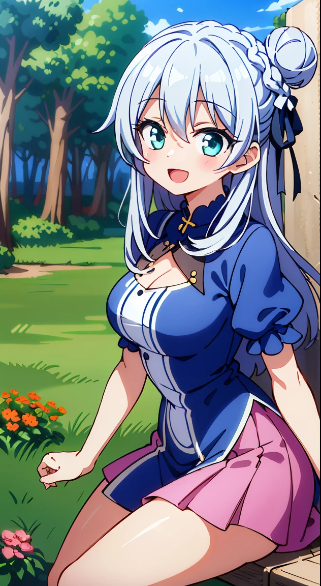 (masutepiece, Best Quality, Perfect Anatomy, High quality:1.4), absurderes, absolutely resolution, unbelievable Ridiculous, hight resolution, ultra-detailliert, Official art, Unity 8k壁纸, Kinetic typography,nice hand, Perfect hands, Detailed beautiful hands, Large_filesize, fulcolor, hight resolution, symmetric, exceptional, Best aesthetic, newest, Anime, very beautiful detailed body,The hair,faces,The eye, , BREAK,



1 beautiful girl, 1girl in, (Cute:1.5),(Cool:0.8), (Beauty:1.5),(Chibi:0.5), ( girl), (girl, Older sister, Unclear, Beautiful face of Japan:1.2) BREAK, (A detailed eye,Tsuriformes:1.2),(Silver hair,Long hair in a bun,Deco:1.8), star eye silhouette thick eyelashes, Double eyelids:1.2), cleavage, ,Swaying udder, Clear skin, Beautiful skin, Shy, Erect ,Clear skin, Beautiful skin, Shy, gleaming skin,(best quality face),(Top quality glowing eyes),(The best smile,:D:1.45), 

BREAK (white and light green theme:1.4), ((Gothic lolita, clasand cute fashion):1.2), (Light green classic bonnet on the head:1.4), (Fusion of light green jumper skirt and white blouse:1.5), (lightgreen (overall skirt,  jumper skirt) With white frills:1.4), (The skirt has a large light green ribbon.:1.4), ((Short sleeves, Bishop Sleeve):1.3), (crinoline:1.2), (Oversized multilayer skirt with ruffles:1.3), (White pantyhose:1.2), (Place multi-layered white ruffles on the front of the skirt。。。:1.3),
BREAK (The pink skirt has detailed embroidery..:1.4), (lowfers:1.1),

BREAK
sitting, knees up, 
Outdoors, day, Blue sky, cumulonimbus clouds, Sunlight, Flowers, garden, forest, Soto, Trees, Wind, Windy, Nature, tussock, (camping:1.4),depth of fields,

 BREAK,wakame,wakame,wakame,(Dynamic Poses, Dynamic Angle, close-up, Cowboy Shot:1.4), 

BREAK,(Blurry background:1.3),(absurderes, hight resolution, Super Detail Art),cel shading,Clear Color, Lonely optical effect, Beautiful pictures, Bright glow, mystic atmosphere,(Close-up of girl:1.1), Mystical light particle effect,manga influence, clean line drawings,       
nice hand, Perfect hands,