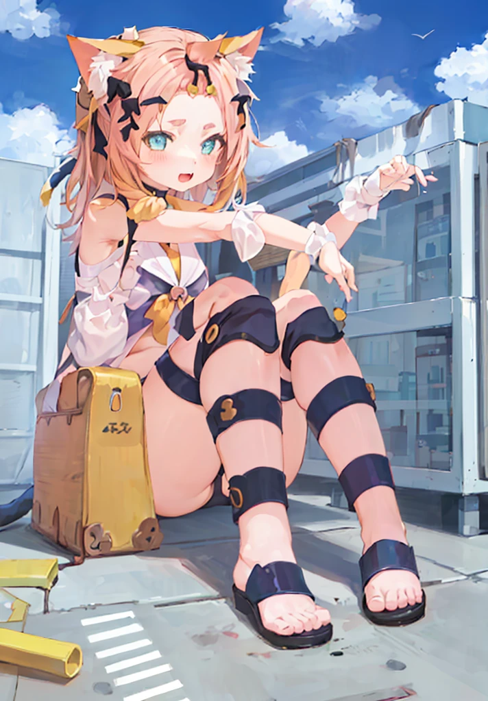 Anime girl sitting on the ground with cat, small curvaceous loli, ecchi anime style, squatting anime girl, Anime cute art style, nekomimi, cute anime catgirl, Kitagawa Marin fan art, anime cat girl, ecchi style, eechi, style of anime, High quality anime art style, smooth anime cg art