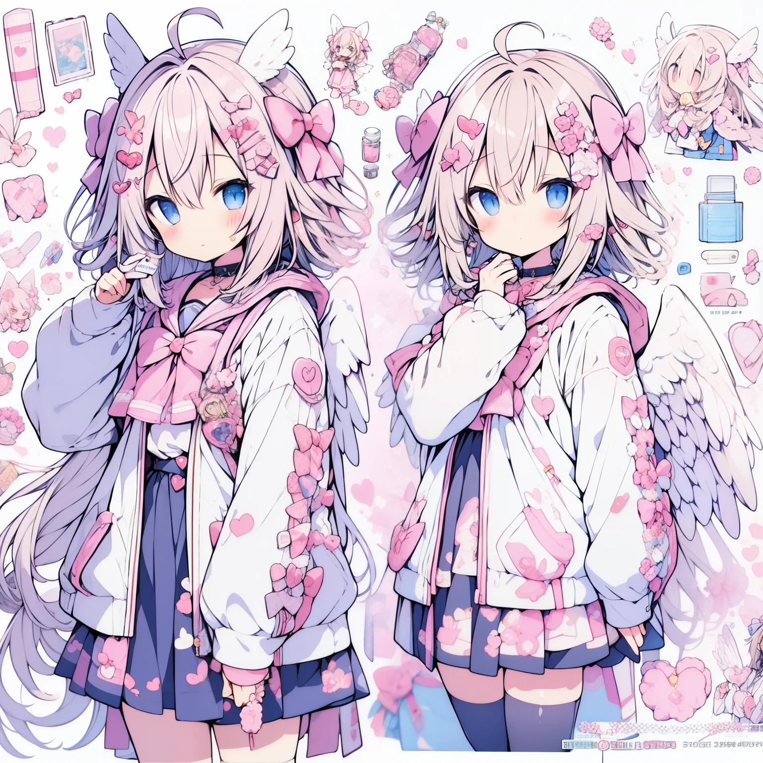 animemanga girl，Holding angel wings and heart in hands, Anime visuals of a cute girl, Cute Anime Girls, Anime cute art style, Curvy little loli, A beautiful angel girl, angel girl, angelic purity, High quality anime art style, cute anime, Ahegao, cute anime style, small loli girl, Angelic, splash ink art anime loli, change