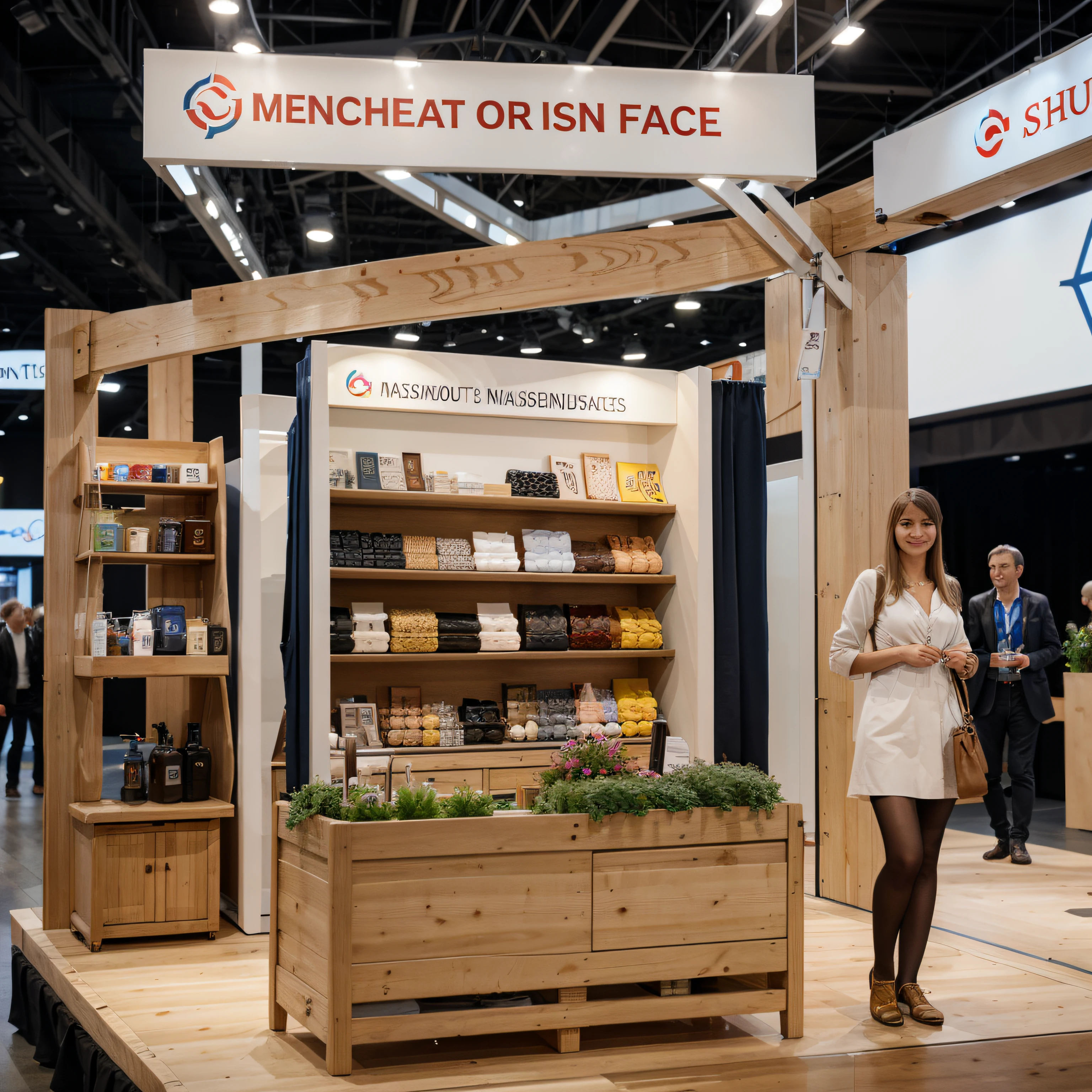 Markets and trade fairs, where products are presented. Menschen bewundern die Designs und kaufen Produkte.