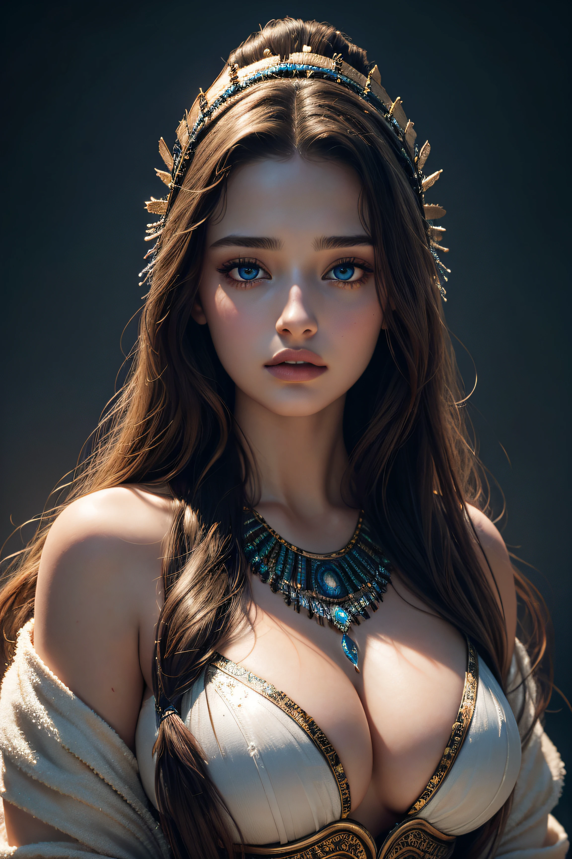 Katherine Langford, wearing shaman sexy clothes transparent. professionally retouched, soft lighting, realistic, smooth face, perfect eyes, sharp focus on eyes, 8 k, high definition, insanely detailed, intricate, elegant. in a natural background.