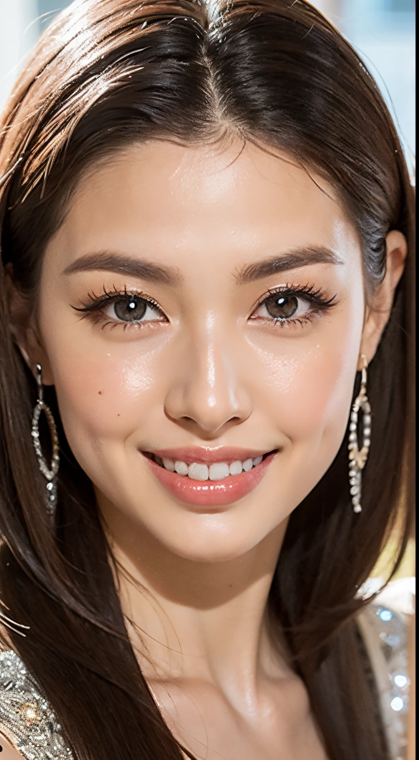 (Detailed eyes,long eyelashes,Bright and colorful iris,Expressive eyebrows,Blend eyeshadow perfectly,Eyes sparkle,Reflective eyeball ronde 1。3 Lots of hair 1。3 Delicate hair 1。2),(long transparent dress loral pattern:1.4,),(Gorgeous and delicate shiny little butterfly hair ornament,Vivid colorful,Fine engraving,shining brightly,Attention to detail,High quality jewelry,Extremely high image quality)de pele branca,Seductive Smile Emoji,up close shot