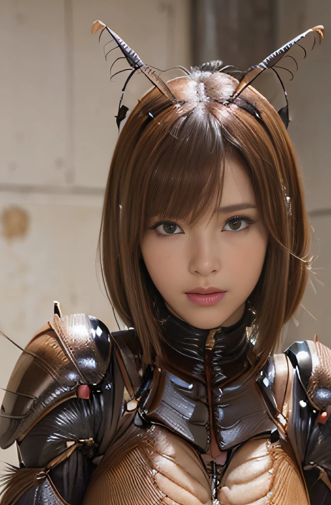 (High resolution,masutepiece,Best Quality,extremely details CG, Anime, Official art:1.4), Realistic, Photo, amazing fine details, all intricate, gloss and shiny,awesome many layers, 8k Wall , 。.。.3D, sketch, kawaii, Illustration,( Solo:1.4), perfect female proportion,The story of a dark brown cockroach and a female villain:1.4), (Brown cockroach forms ready:1.2), (Brown cockroach woman:1.2), (Fusion:1.2), (Solo:1.4), (Evil smile:1.2), muscular, Abs, (Cockroach Brown Exoskeleton Bioinsect Suit:1.4), (Cockroach brown exoskeleton insect armor:1.2), (Brown transparent cockroach wings:1.4), (Brown cockroach antenna:1.3),