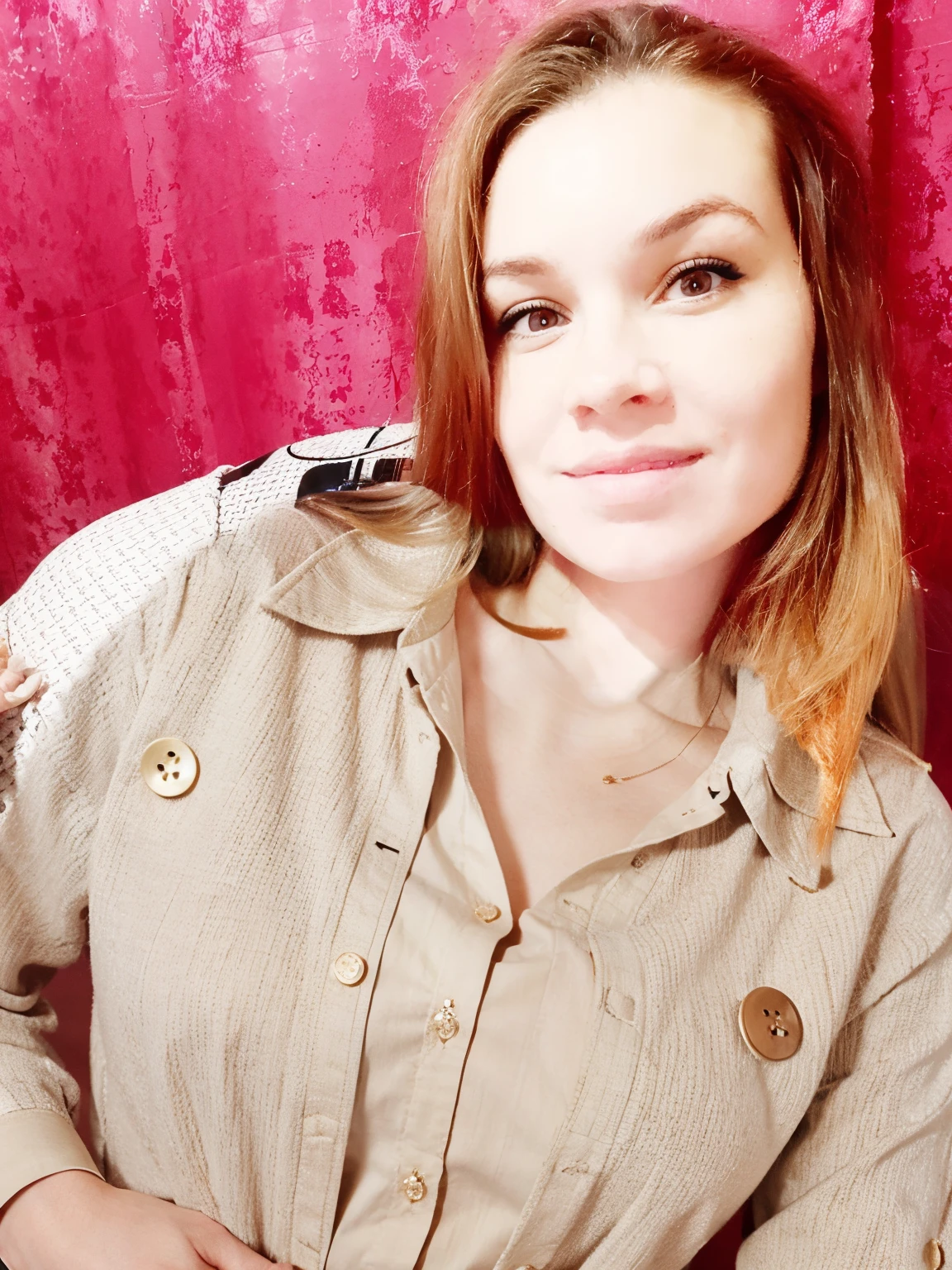 shirt, Light, Beige, with buttons